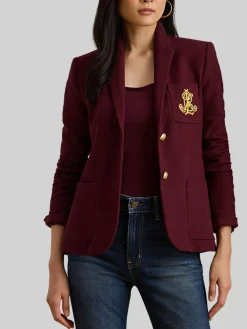 Lauren Ralph Lauren Anfisa Crest Logo Blazer Jacket Red Sale