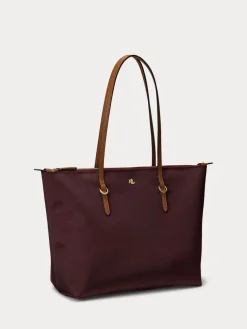 Lauren Ralph Lauren Keaton Nylon Tote Bag Red New