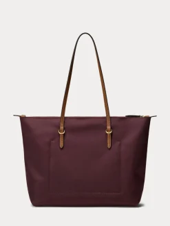 Lauren Ralph Lauren Keaton Nylon Tote Bag Red New