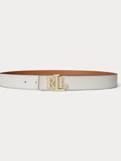 Lauren Ralph Lauren White Leather Medium Reversible Belt Outlet