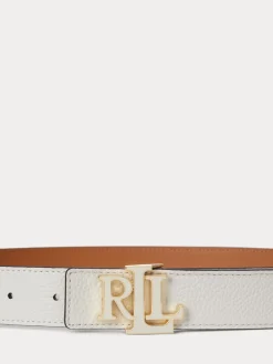 Lauren Ralph Lauren White Leather Medium Reversible Belt Outlet