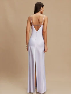 Next Lavender Purple Satin Cowl Neck Wedding Guest Bridesmaid Maxi Dress Hot