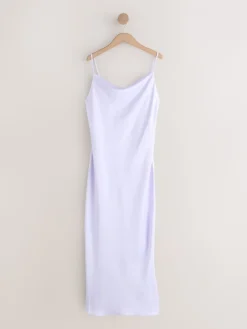 Next Lavender Purple Satin Cowl Neck Wedding Guest Bridesmaid Maxi Dress Hot