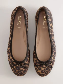 Next Leopard Animal Print Standard/Wide Fit Ballerinas Shoes New