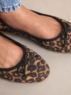 Next Leopard Animal Print Standard/Wide Fit Ballerinas Shoes New
