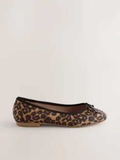 Next Leopard Animal Print Standard/Wide Fit Ballerinas Shoes New