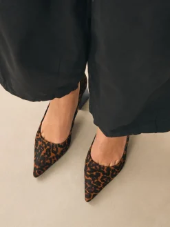 Next Leather Block Court Heels Leopard Sale