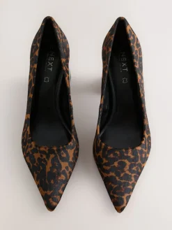 Next Leather Block Court Heels Leopard Sale