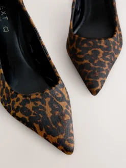 Next Leather Block Court Heels Leopard Sale