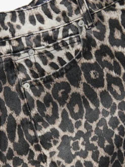 Next Print Cotton Wide Leg Jeans Leopard Sale