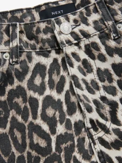 Next Print Cotton Wide Leg Jeans Leopard Sale