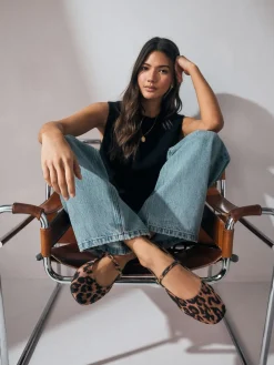 Next Standard/Wide Fit Round Toe Mary Jane Shoes Leopard Print Hot