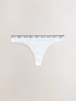 Next Thong Cotton Logo Knickers 4 Pack Leopard Print