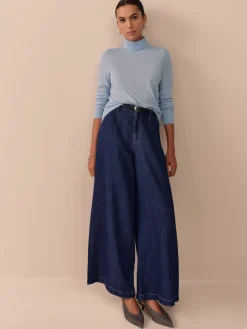 Next 100% Merino Wool N.Premium Roll Neck Jumper Light Blue Hot