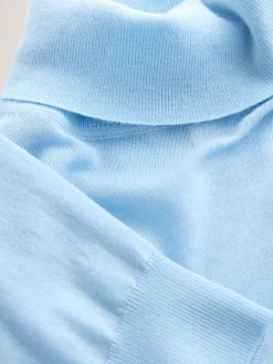 Next 100% Merino Wool N.Premium Roll Neck Jumper Light Blue Hot