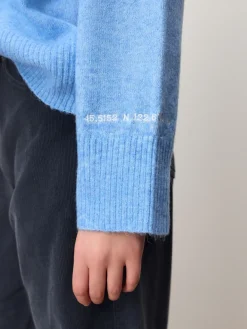 Next Light Blue Badge Embroidery Crew Neck Knitted Jumper with Wool Online