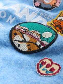 Next Light Blue Badge Embroidery Crew Neck Knitted Jumper with Wool Online