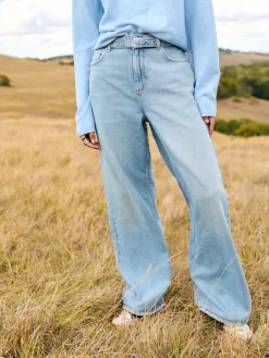 Next Light Blue Belted Wide Leg Jeans Best