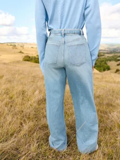 Next Light Blue Belted Wide Leg Jeans Best