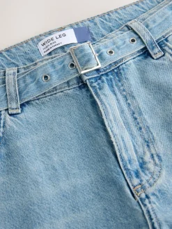 Next Light Blue Belted Wide Leg Jeans Best