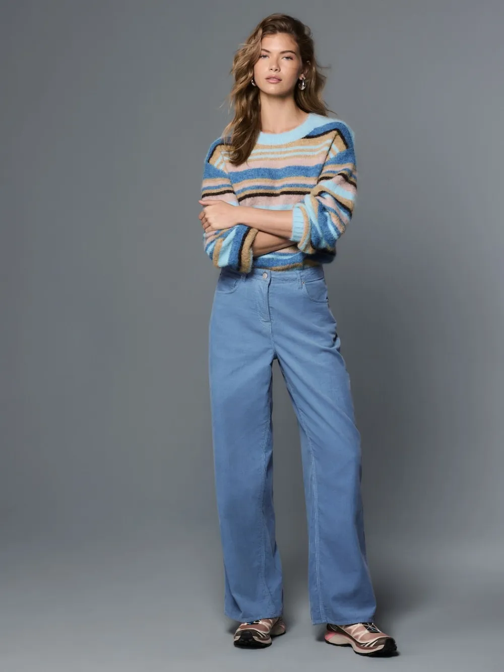 Next Cord Wide Leg Trousers Light Blue Hot
