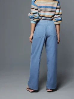 Next Cord Wide Leg Trousers Light Blue Hot
