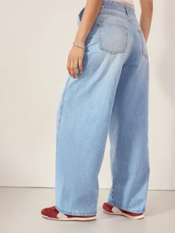 Next Maternity Wide Leg 100% Cotton Jeans Light Blue Clearance