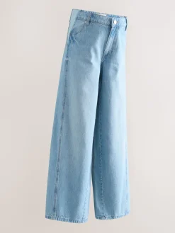Next Maternity Wide Leg 100% Cotton Jeans Light Blue Clearance