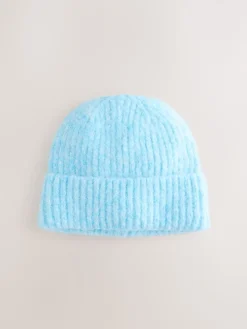 Next Light Blue Ribbed Beanie Containing Wool Hat Hot