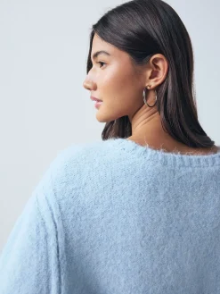 Next Scoop Neck Jumper With Wool Light Blue Hot