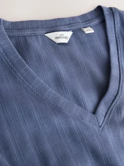 Next Tie Back Ribbed V-Neck Dress Light Blue Outlet