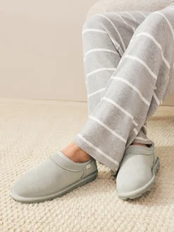 Next Suede Shoot Slippers Light Grey Sale
