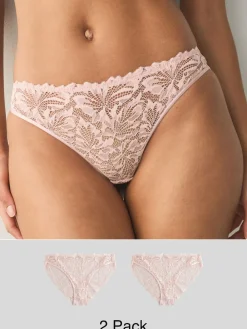 Next Light Pink High Leg Ultimate Comfort Lace Knickers 2 Pack Hot