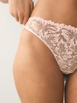 Next Light Pink High Leg Ultimate Comfort Lace Knickers 2 Pack Hot
