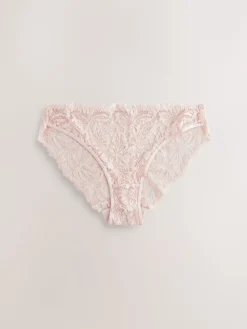 Next Light Pink High Leg Ultimate Comfort Lace Knickers 2 Pack Hot