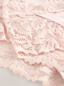 Next Light Pink High Waist High Leg Ultimate Comfort Lace Knickers 2 Pack Sale