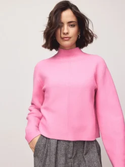Next Supersoft High Neck Seam Detail Jumper Light Pink New