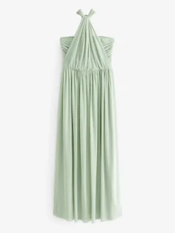Next Light Sage Green Mesh Multiway Wedding Guest Bridesmaid Maxi Dress Best