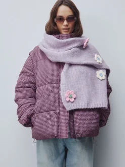 Next Lilac Flower Hand Knit Heavyweight Scarf