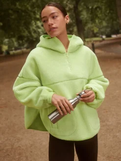 Next Active Borg Hooded Jacket Lime Green Outlet