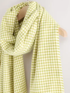 Next Midweight Scarf Lime Green Houndstooth