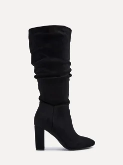 Linzi Aura High Leg Ruched Boots With Block Heel Black Online