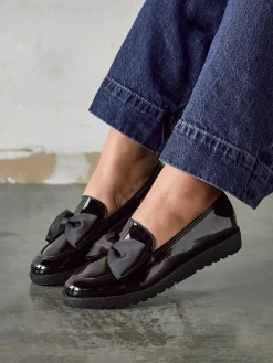 Linzi Cathy Platform Loafers with Large Bow Black