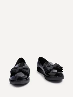Linzi Cathy Platform Loafers with Large Bow Black