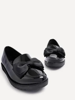 Linzi Cathy Platform Loafers with Large Bow Black