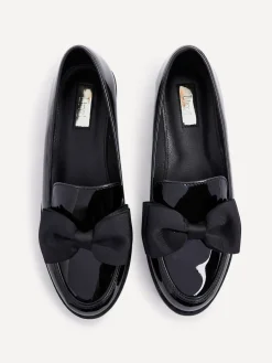 Linzi Cathy Platform Loafers with Large Bow Black