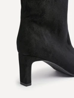 Linzi High Leg Uptown Slim Block Heel High Leg Boots Black Chrome New