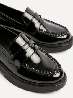 Linzi Black Direction Chunky Loafers With Woven Detail Sale