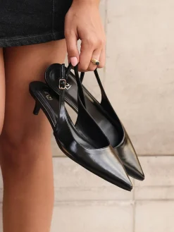 Linzi Elvira Kitten Heel Slingback Courts Black Best