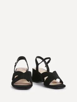 Linzi Black Empire Wide Fit Link Detail Heeled Sandals